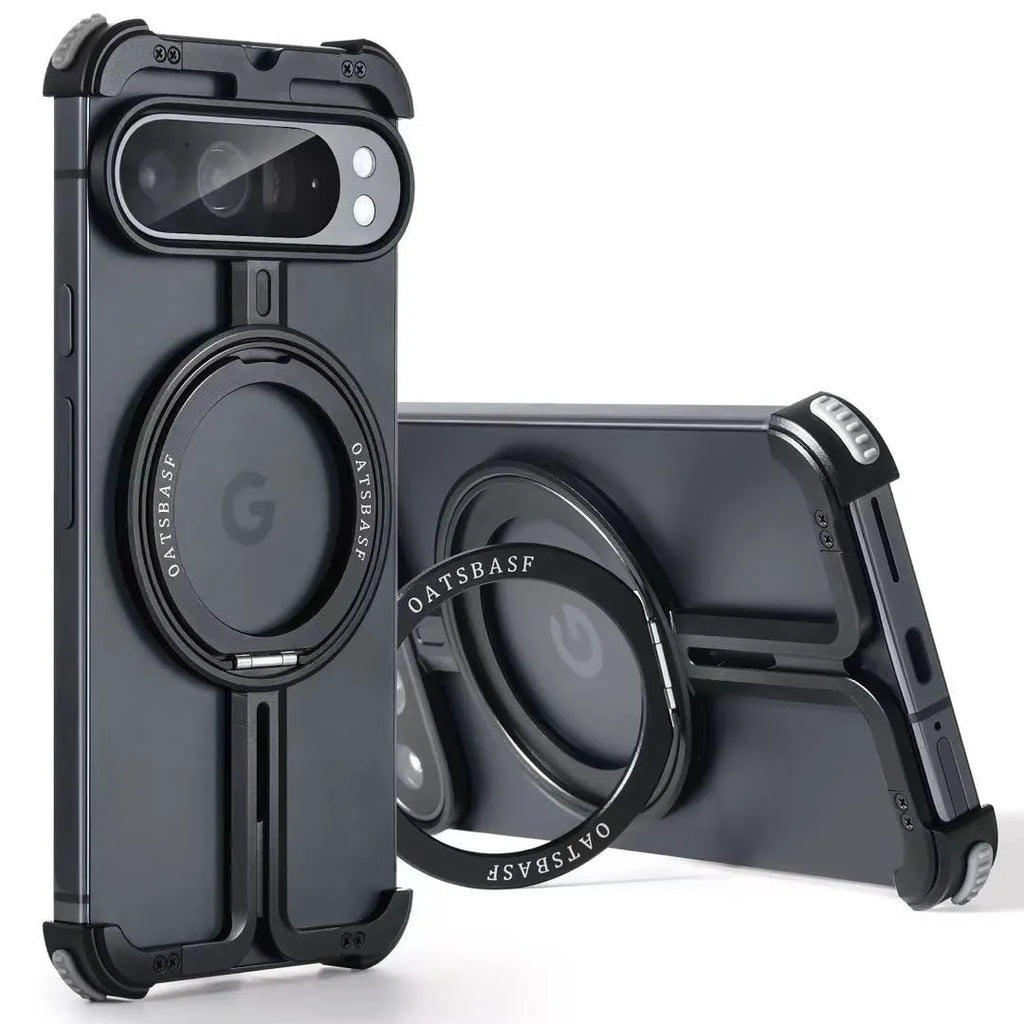 Aluminium alloy phone case with rotatable bracket for Google Pixel9pro Fold, black upgraded version