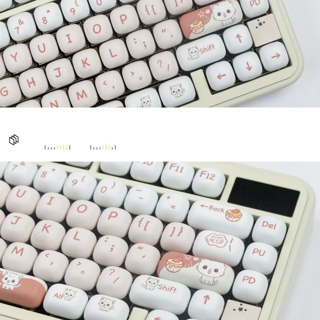 Cartoon dessert cat sublimation key cap for mechanical keyboards in pastel colours