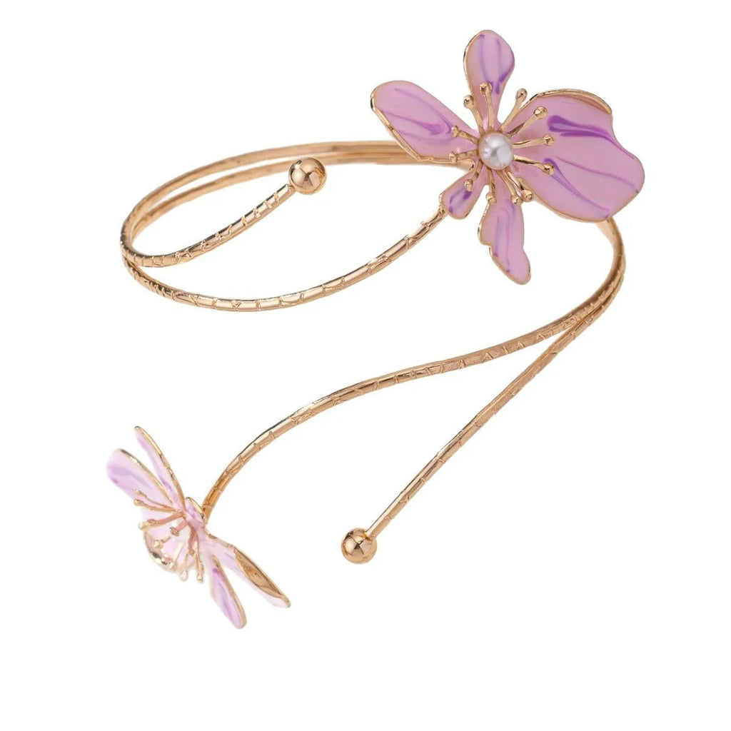 Personalised alloy armband with hollow pattern design in pink colour option
