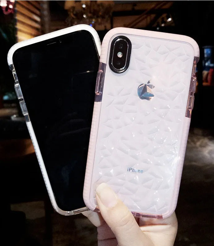 TPU striped phone case back cover for iPhone in black, pink, and white colour options