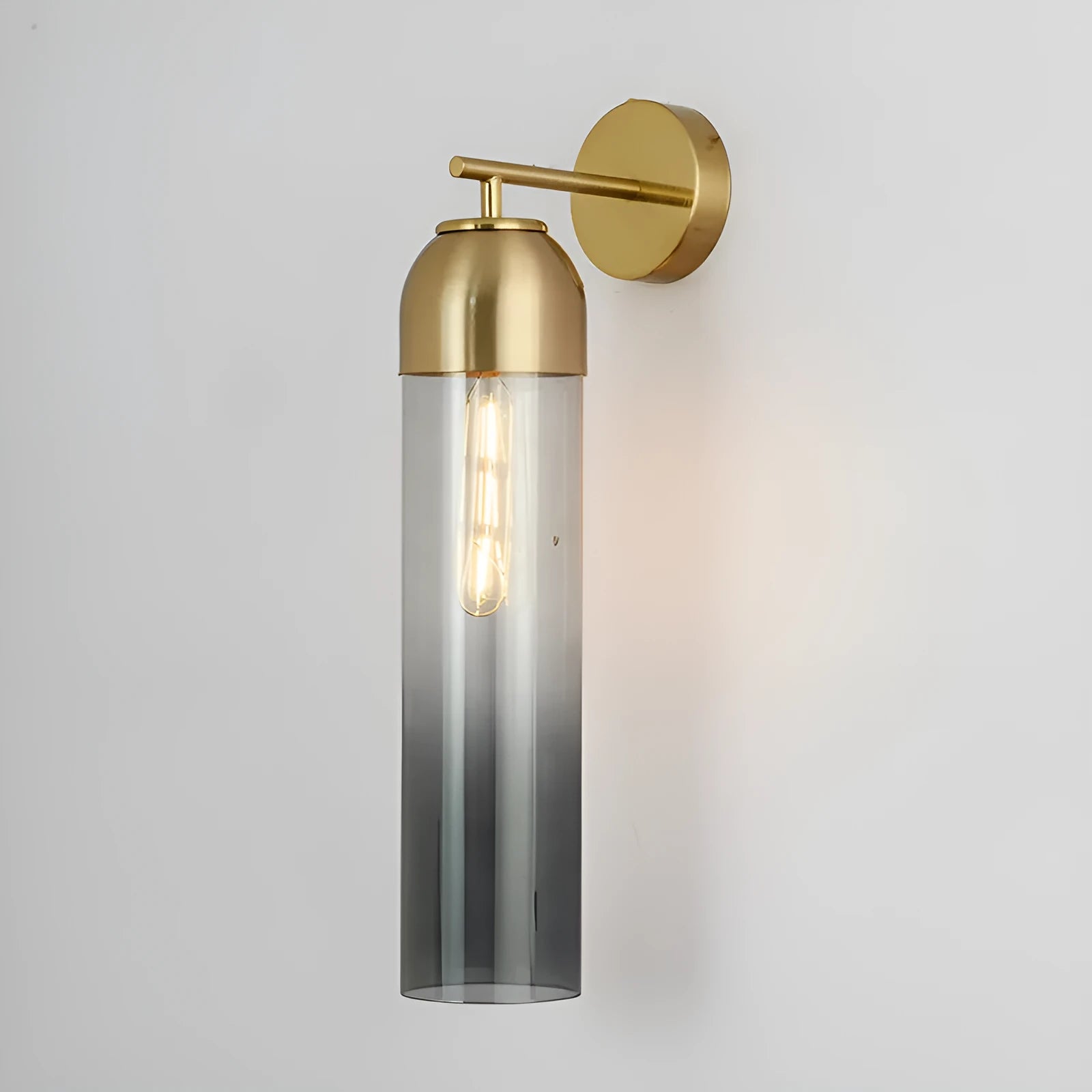 Modern minimalist glass wall lamp 10x40cm with five colour options including blue amber and milky white