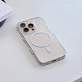 Transparent magnetic phone case with photo capacitor button for iPhone 16 series, back cover view