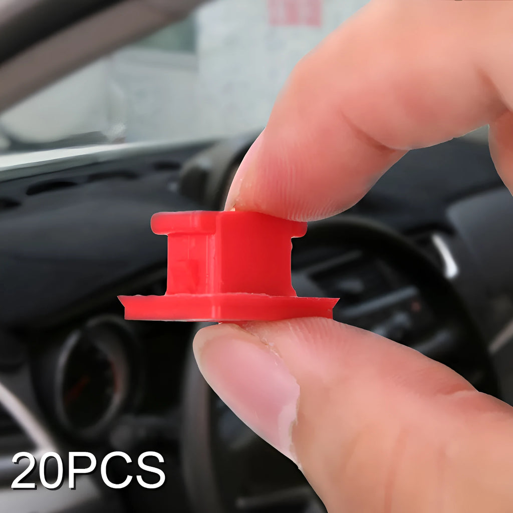 Ten black plastic BMW interior door panel trim clips or fasteners on a white background.