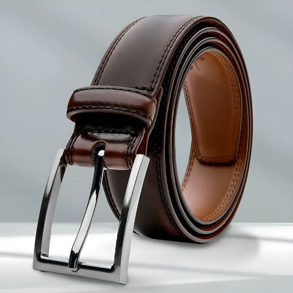 Men's genuine leather casual belt with alloy buckle in 95 grain pattern