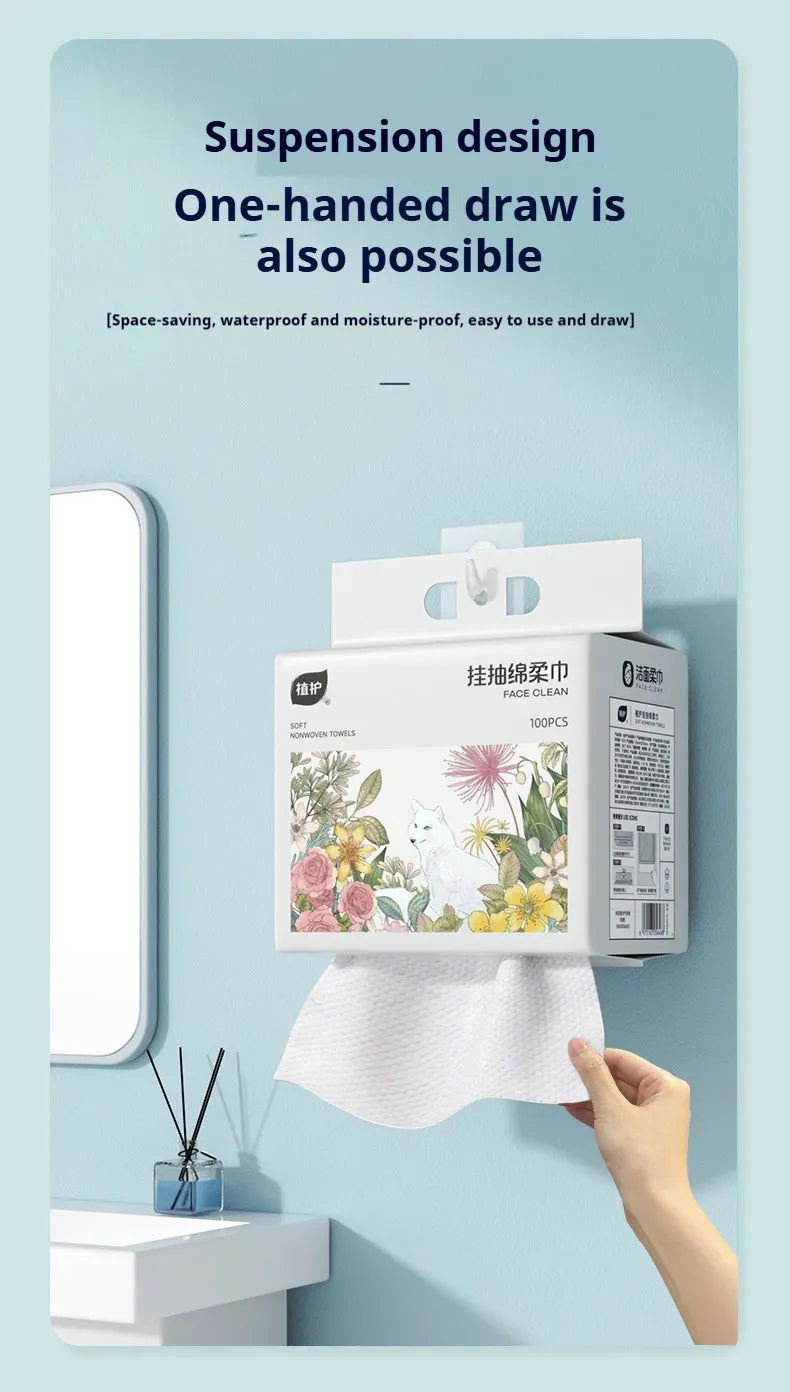 Disposable face cloth roll with 100 sheets in winter and spring soft cotton colour
