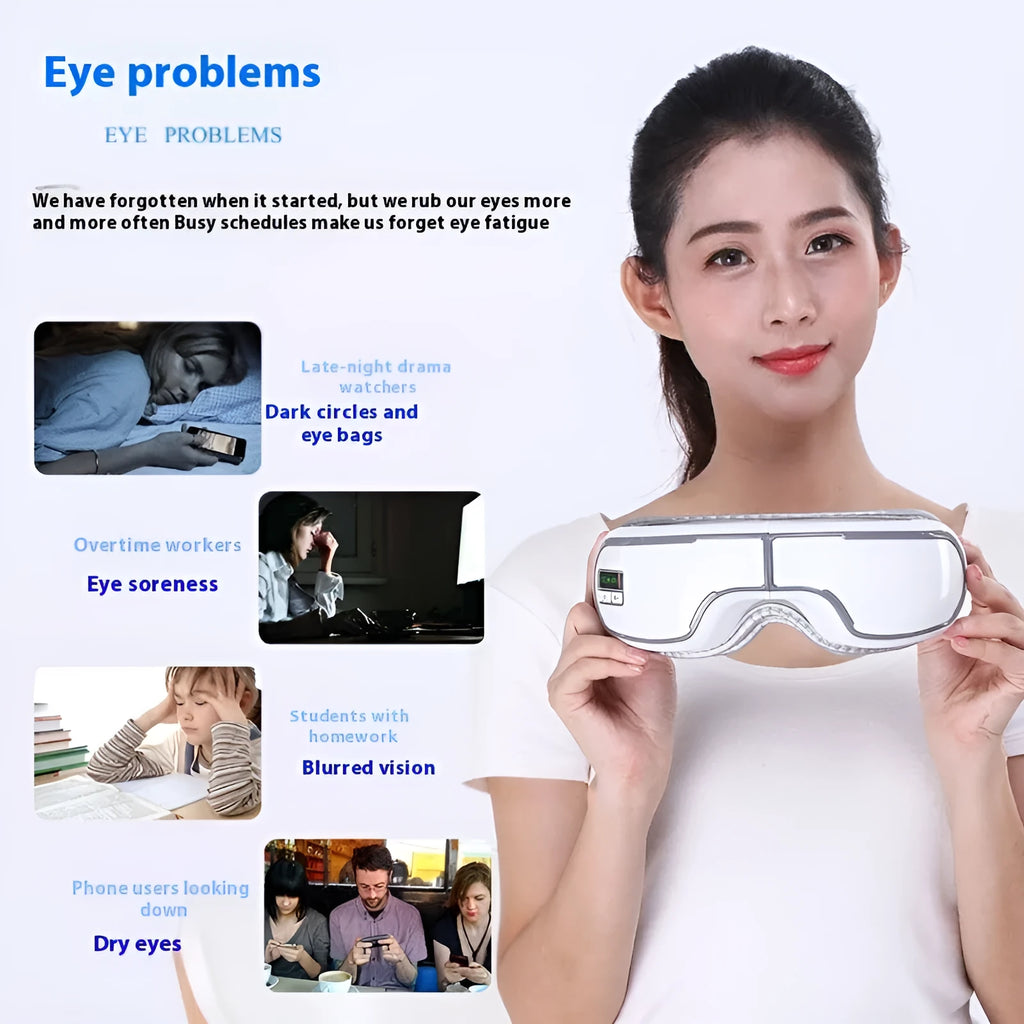 Smart Bluetooth wireless eye massager with protein skin surface and airbag massage technology