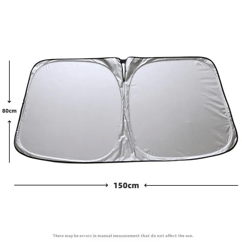 Titanium silver aluminium foil car sunshade showing reflective surface and rectangular shape