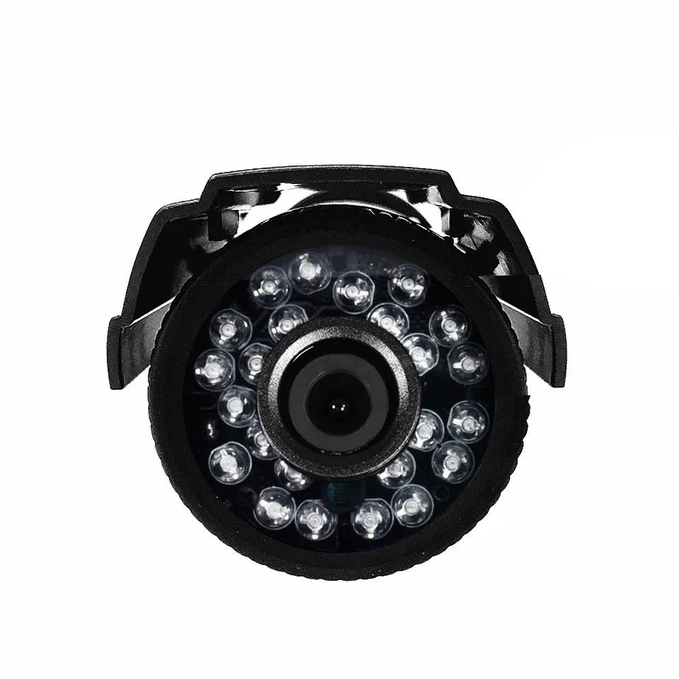 Black HD waterproof security camera with infrared night vision capability for outdoor surveillance