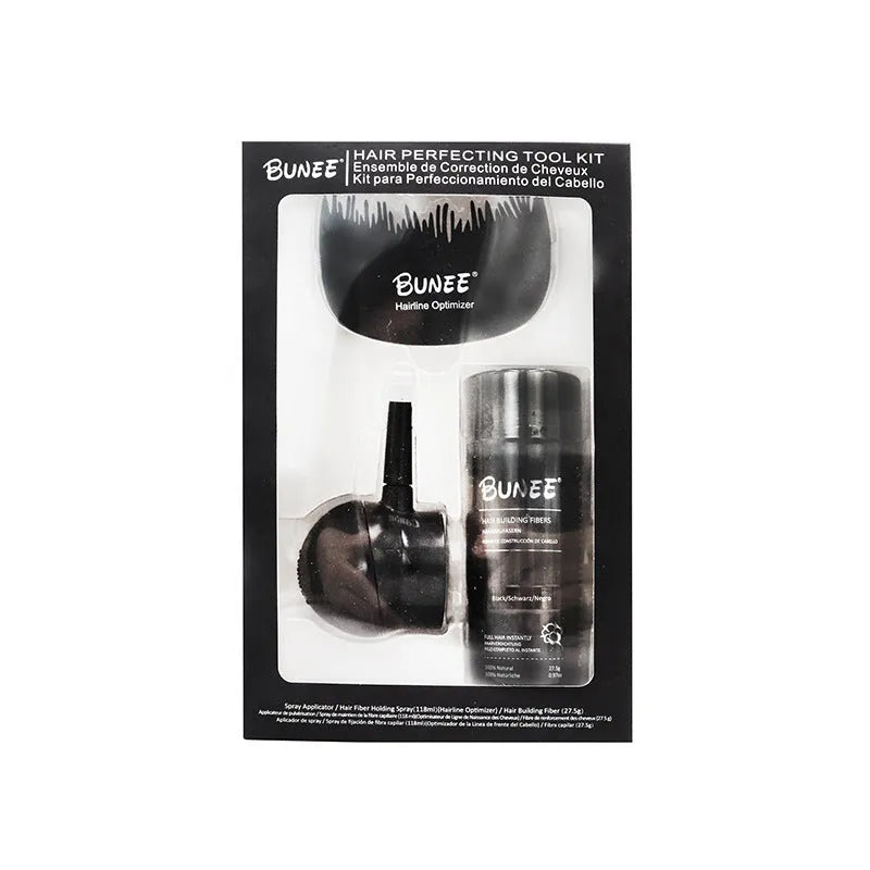 Dense hair fibre powder three-piece set boxed with nine colour options for thinning hair coverage