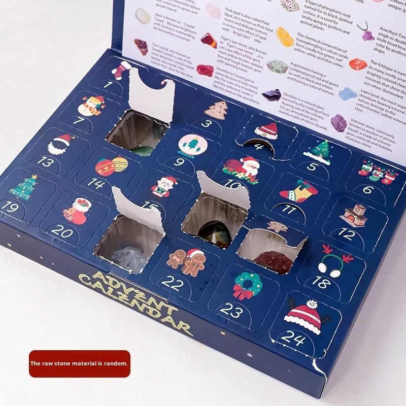 Christmas Doll Countdown Calendar Advent Crystal Stone Mine standard blind box with rough stone