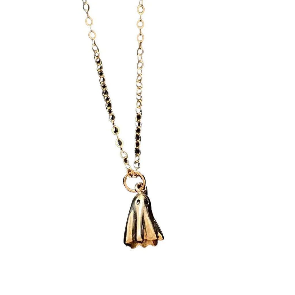 Ghost pendant necklace with titanium steel ghost motif and stainless steel twisted chain