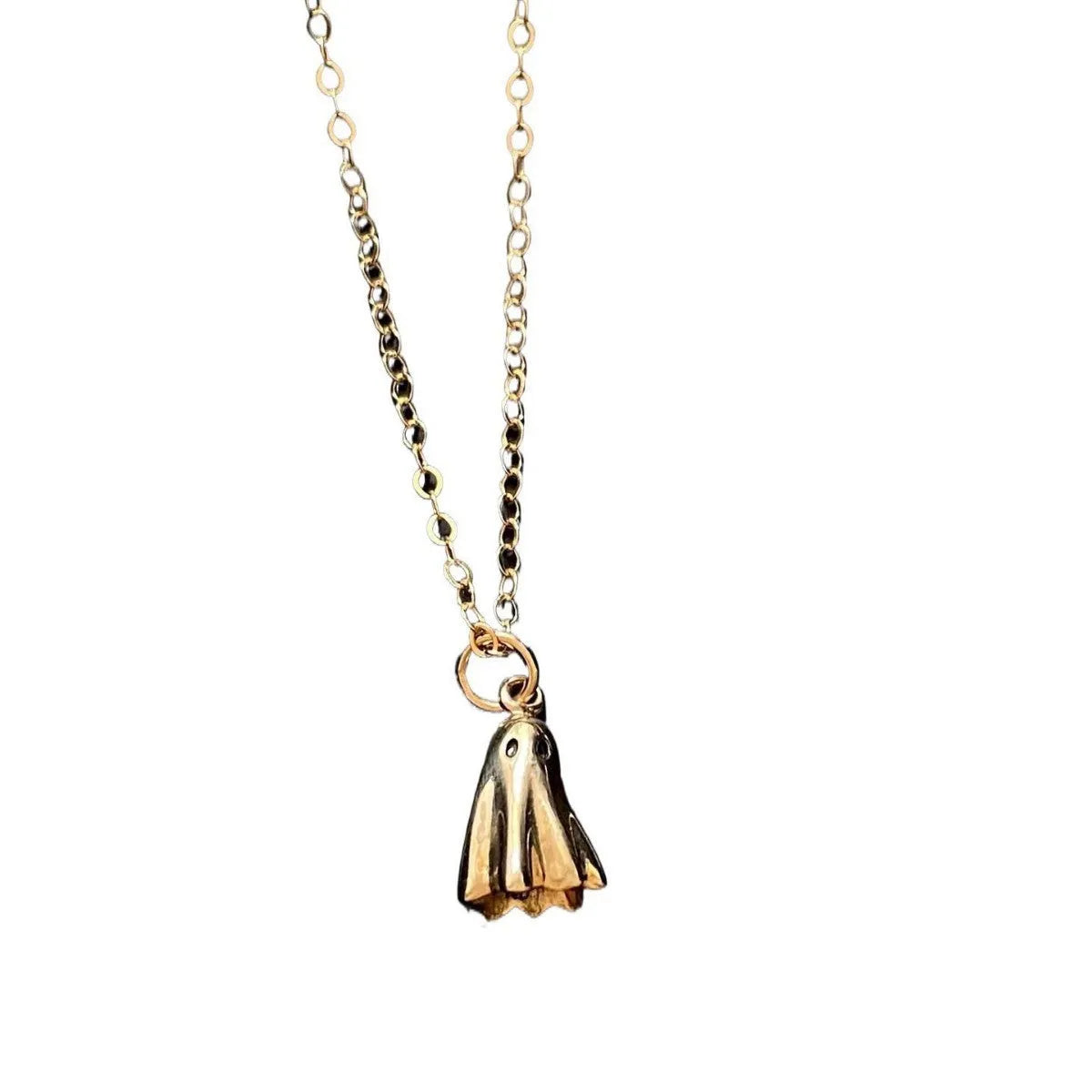 Ghost pendant necklace with titanium steel ghost motif and stainless steel twisted chain