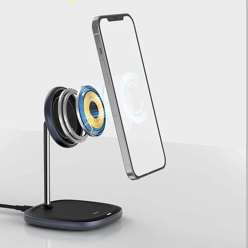 Swan Magnetic Desktop Stand Wireless Charger for iPhone 12 in black and white colours