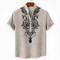 Men's loose fit striped casual shirt on a hanger, available in various colours and sizes.