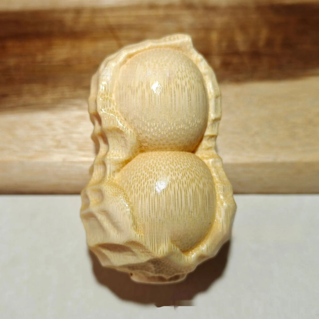 Natural solid bamboo carving peanut ornament with modern simplicity design for gift giving