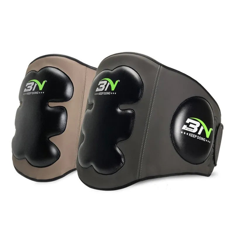 Sanda boxing chest protector target in dark grey, a thickened waist guard for training.