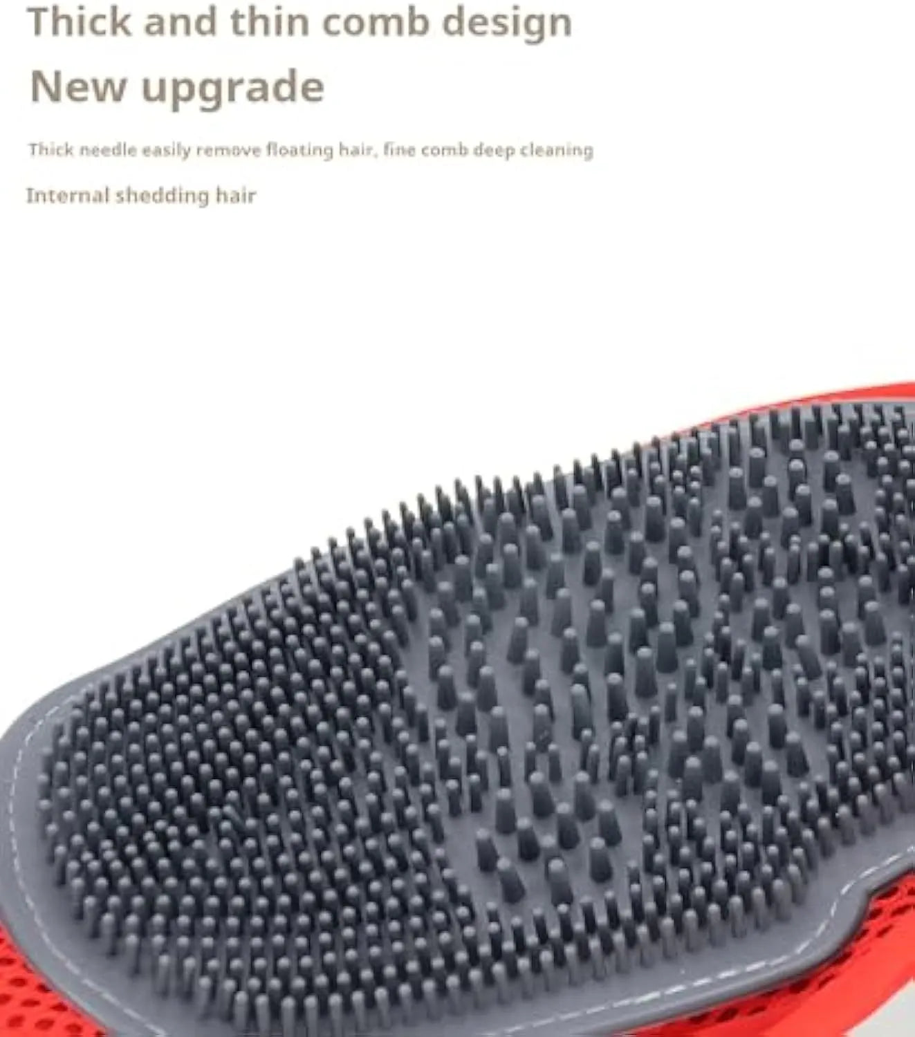 Red pet bathing glove with integrated cleaning brush surface for grooming and washing dogs or cats.