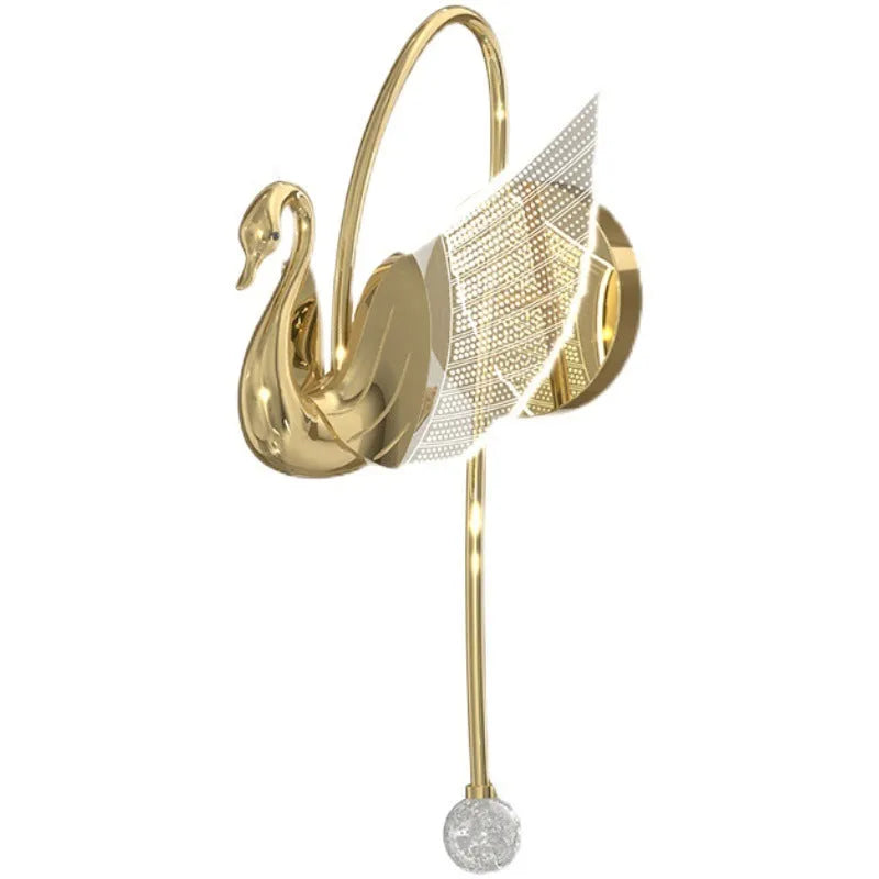 Modern minimalist swan design bedside wall lamp with iron construction and acrylic shade