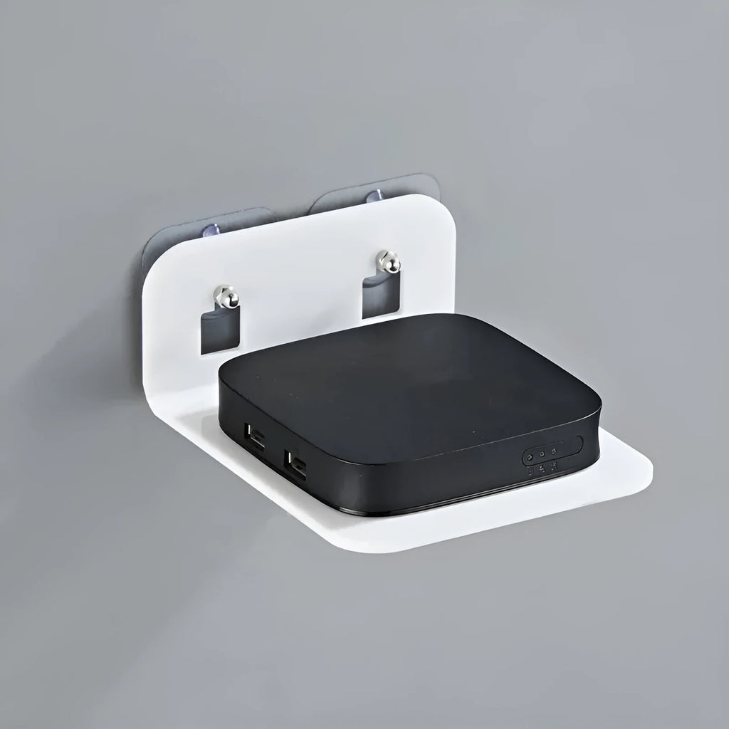 Acrylic right angle camera monitoring bracket, 13.5x11.5x5.5cm, no-drill wall mount in transparent finish