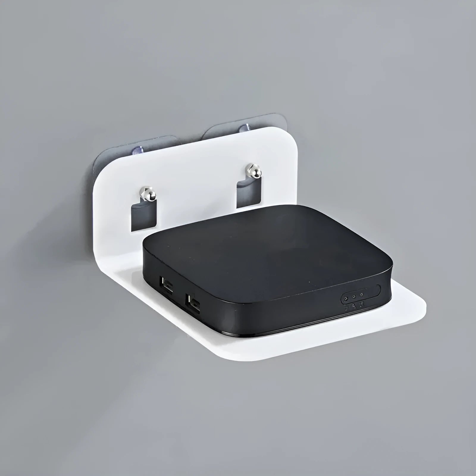 Acrylic right angle camera monitoring bracket, 13.5x11.5x5.5cm, no-drill wall mount in transparent finish
