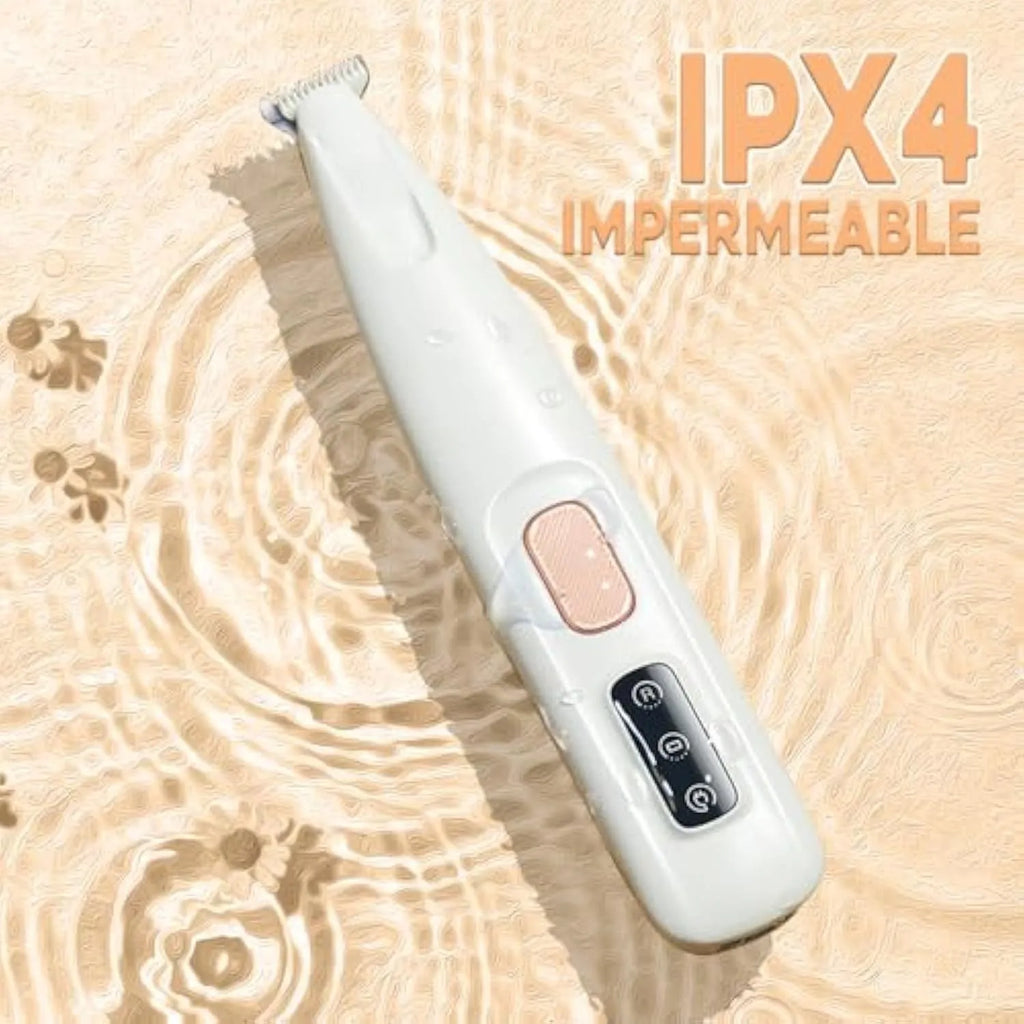 White electric dog paw trimmer with LED light, rechargeable, compact 17.7cm size, for trimming pet paw fur
