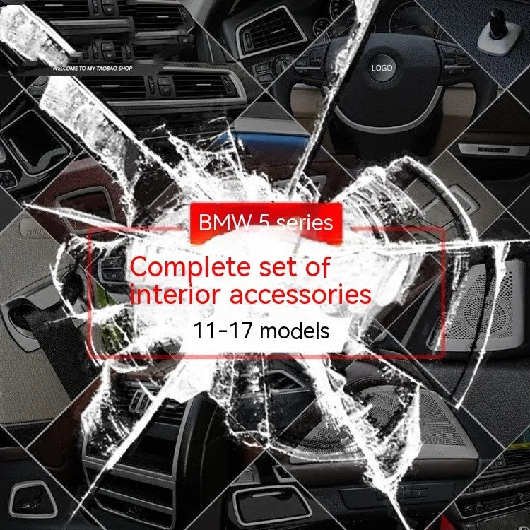 Black ABS and stainless steel interior handle decorative strips for BMW 5 Series F10/F1 models