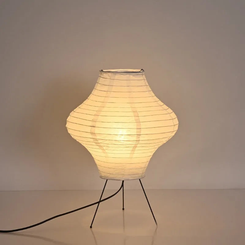 Japanese style xuan paper table lamp with three-colour light source, 32cm diameter by 45cm height