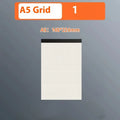 A5, B5 and A4 tearable writing pads with 80 sheets showing blank, grid and horizontal line ruling options