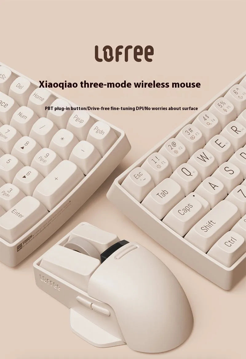 Xiaoqiao wireless computer mouse with ergonomic shape and seven buttons in tofu colour finish