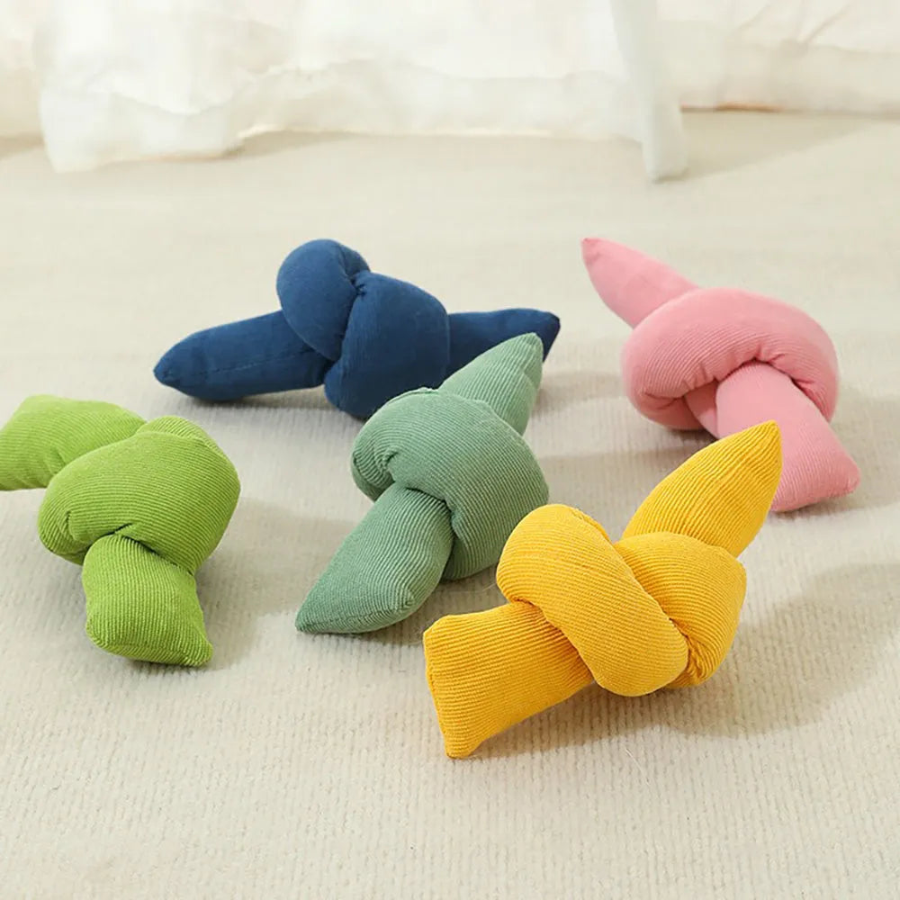 White knotted cotton rope dog toy with sturdy knots for tug of war and chewing