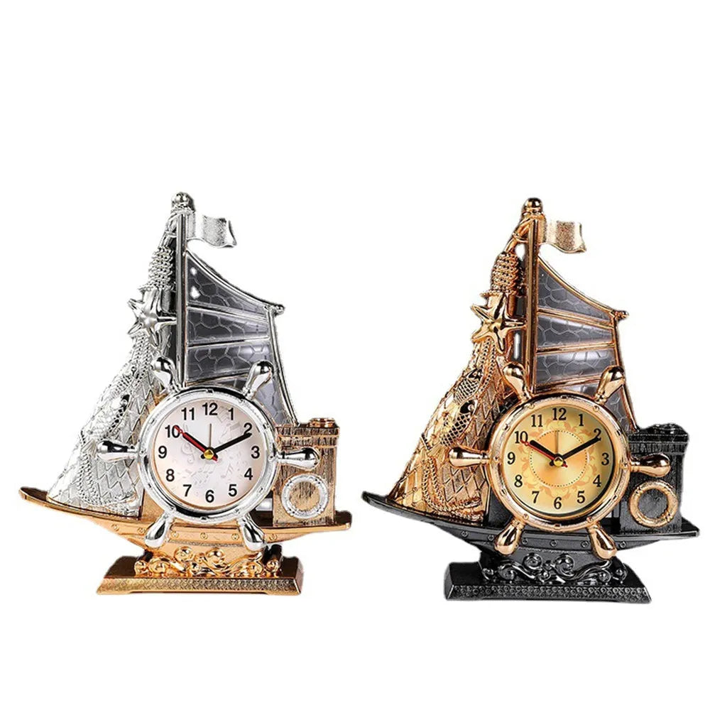 Fashion bedroom alarm clock with gold plastic body and electronic display, 22.6cm tall