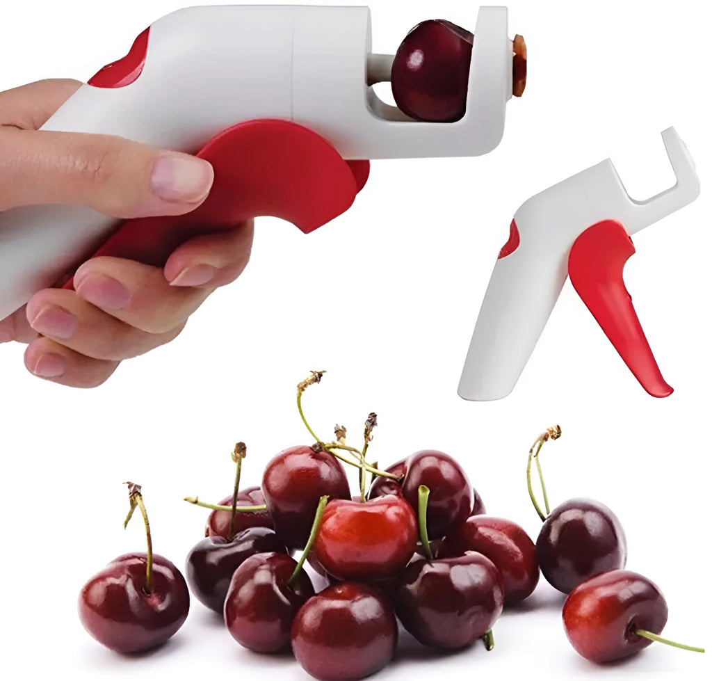 Cherry kernel remover creative kitchen gadget with comfortable handle on white background