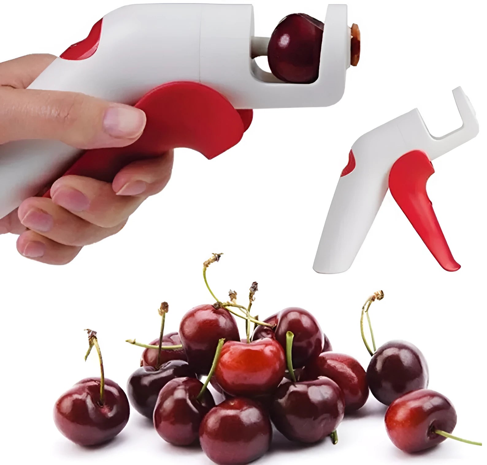 Cherry kernel remover creative kitchen gadget with comfortable handle on white background