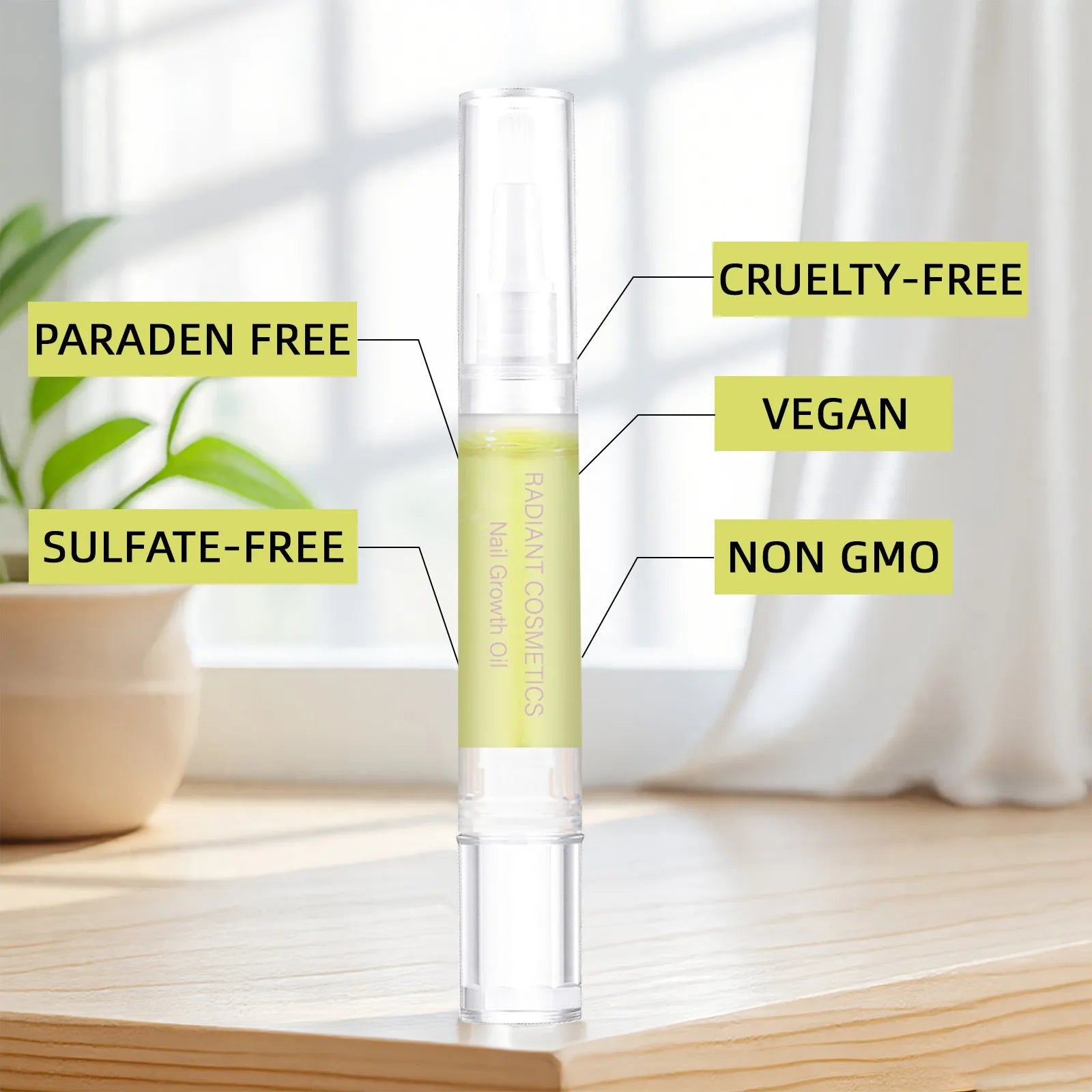 A 3ml bottle of wash-free nail growth treatment oil for moisturising and nail care.