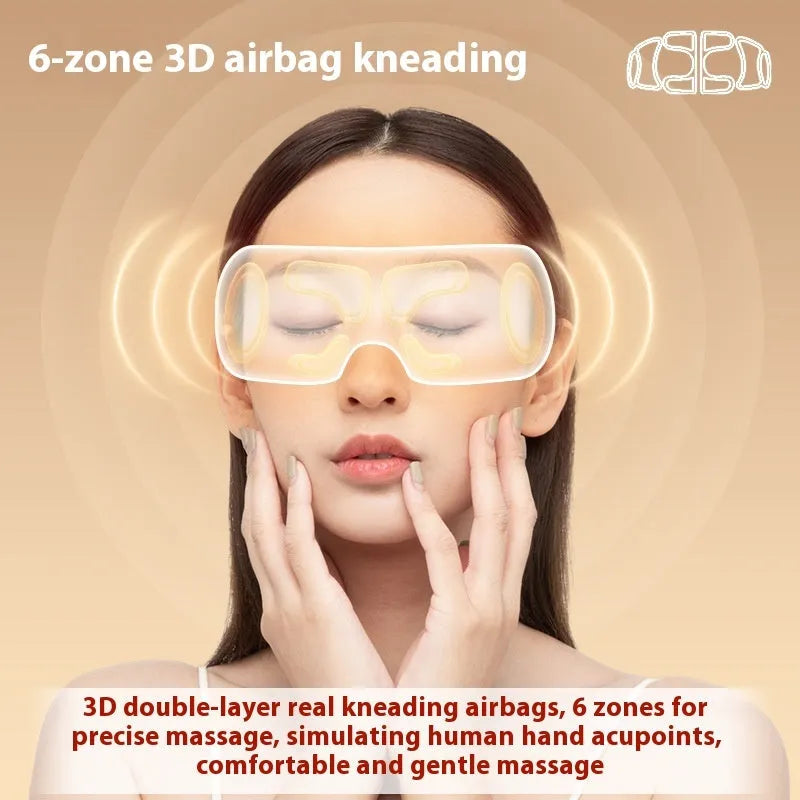 White rechargeable airbag massage hot compress eye massager with charging cable