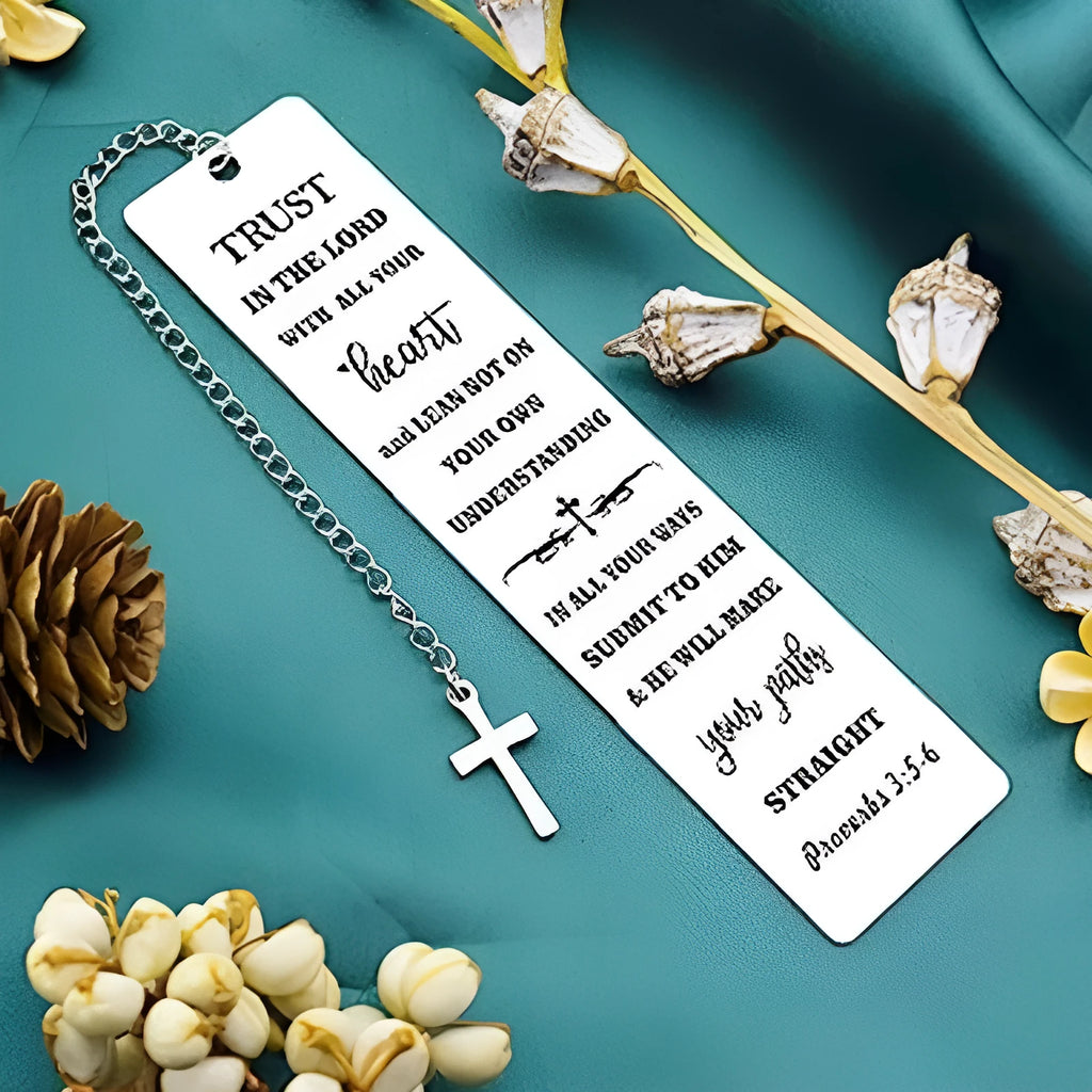 Stainless steel bookmark with engraved Bible verse in CF-S5170 colour