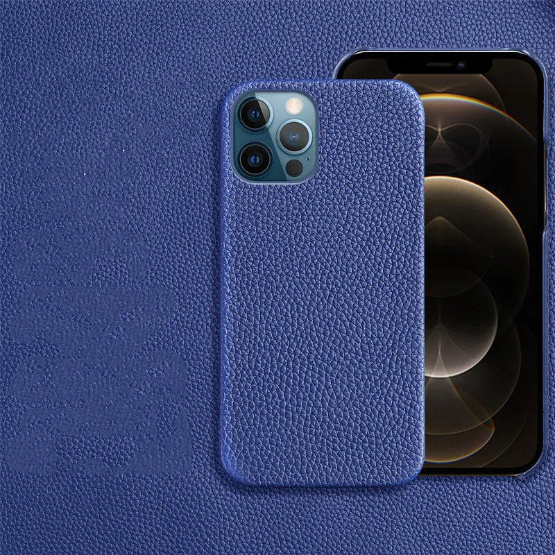 Genuine leather protective phone case for Apple iPhone in brown with anti-drop design