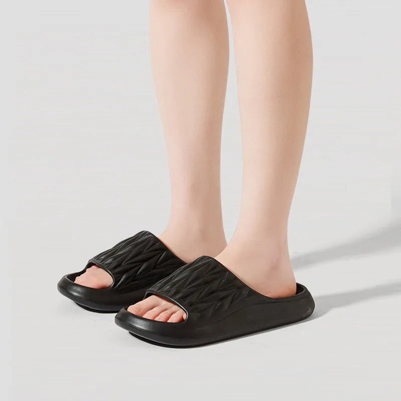 Leaf texture patterned EVA slippers for indoor household use in various colours