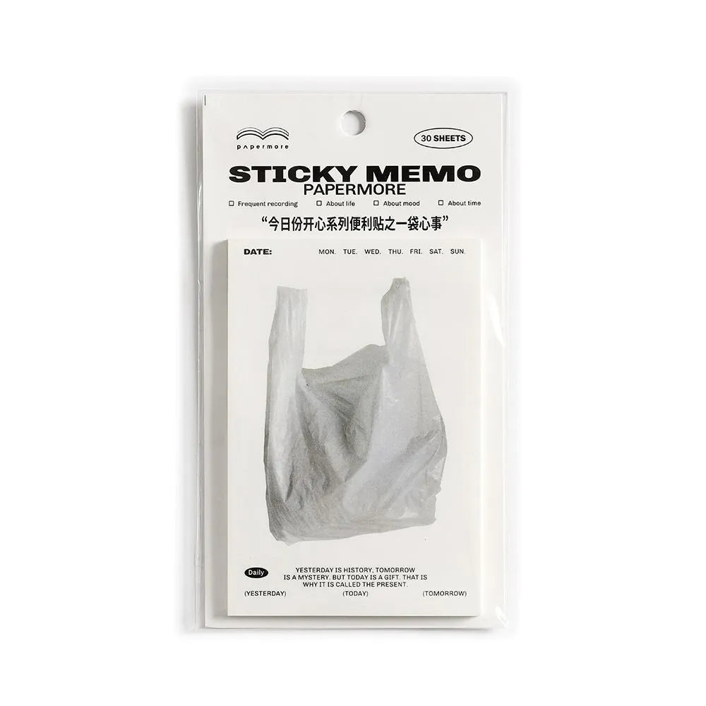 Today's Happy Series message sticky notes pad with a decorative cover, showing its 120mm by 80mm size.