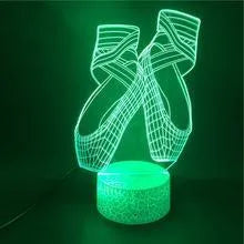 Ballet dancer 3D LED night light with remote control showing seven colour options