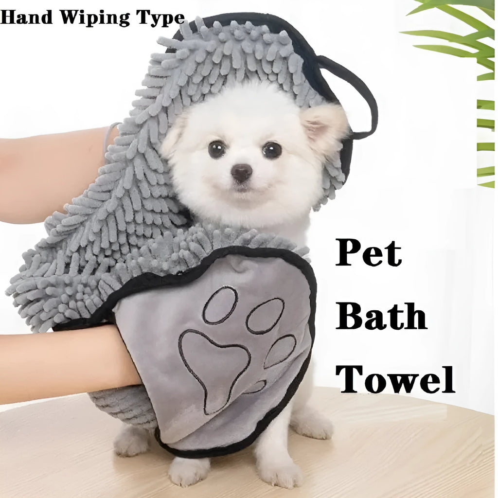 Blue pet bath towel measuring 62x23 cm for drying dogs and cats