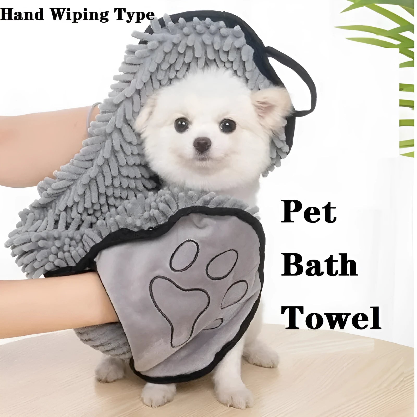 Blue pet bath towel measuring 62x23 cm for drying dogs and cats