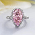 Inlaid zircon copper fashion ring for women, pink colour, size No 7