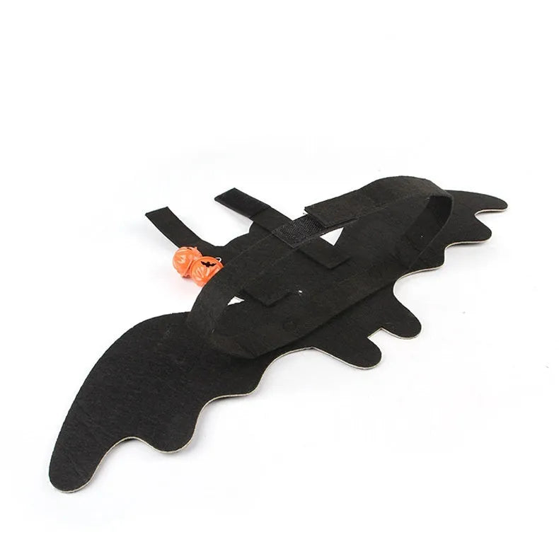 Halloween batwing cat costume in felt with pumpkin bat colour and bell, size S or M