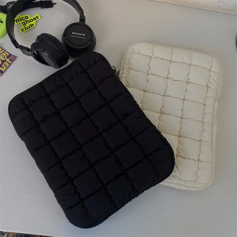 Large capacity cloud cotton nylon laptop bag in black, suitable for 15.6 inch laptops