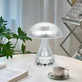 White acrylic touch control bedside lamp with USB charging cable