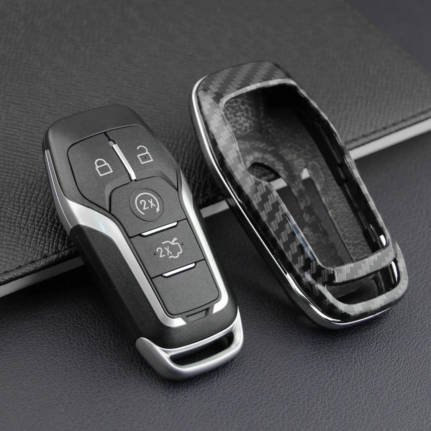Plastic protective shell for car key remote with single shell design and buckle option