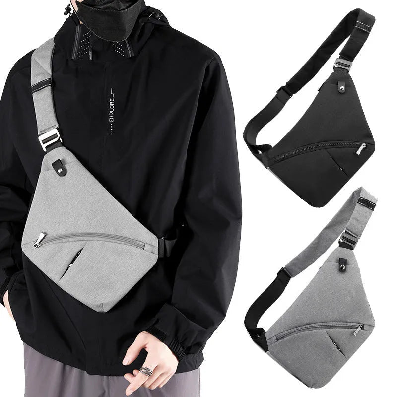 Men's Oxford cloth chest bag in urban simplicity style with single shoulder design and letter detailing