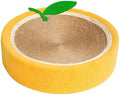Orange fruit-shaped sisal cat scratching board with concave bed centre for small cats