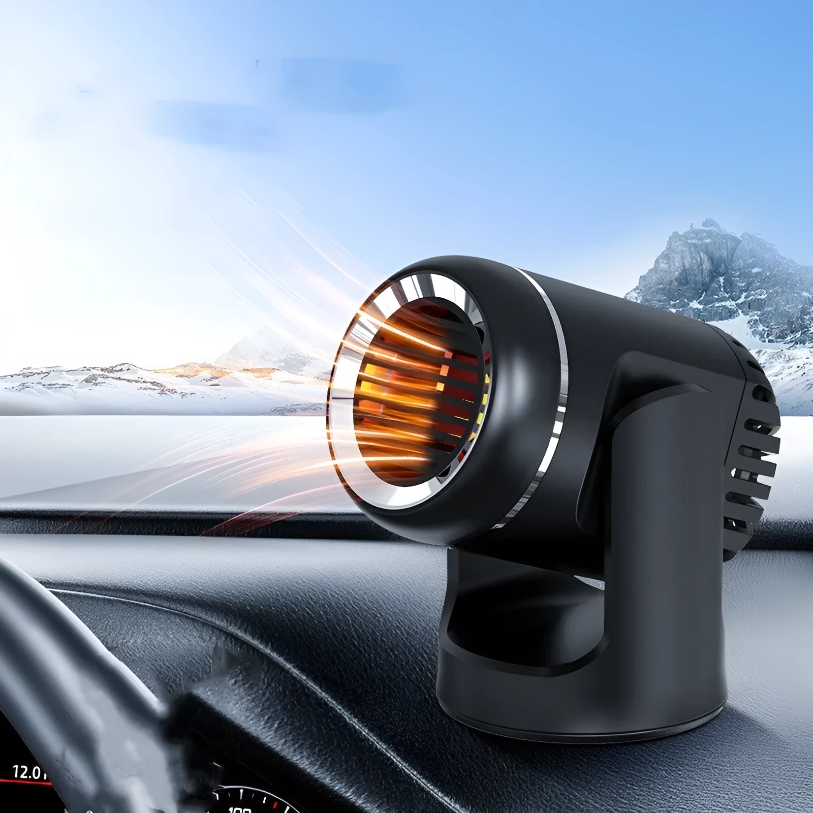 12V ABS car heater defroster with fan, black and white, 130W, 14x12x8cm